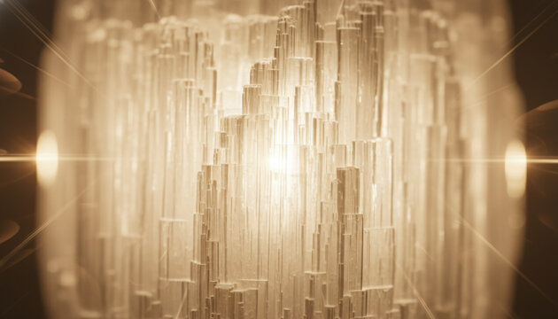 Translucent raw Selenite crystal texture backlit with warm golden light