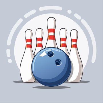 Bowling Ball and Pins Illustration