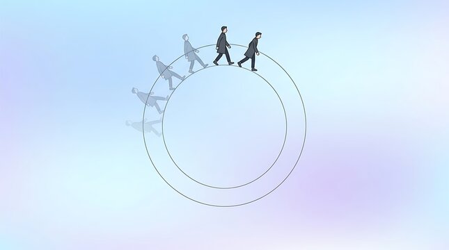 Businessman Walking in Continuous Circle Concept Illustration