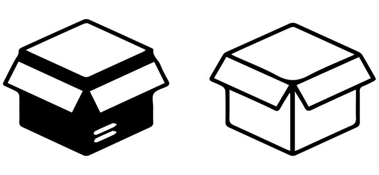 Open box icon vector set cardboard packaging symbol delivery .
