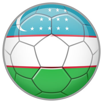 Uzbekistan Soccer Ball. Football Concept. National Team Flag. PNG illustration isolated on transparent background.	