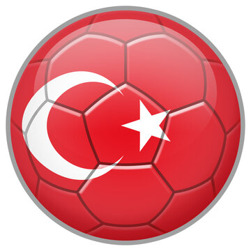 Turkey Soccer Ball. Football Concept. National Team Flag. PNG illustration isolated on transparent background.	