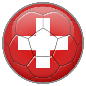 Switzerland Soccer Ball. Football Concept. National Team Flag. PNG illustration isolated on transparent background.	