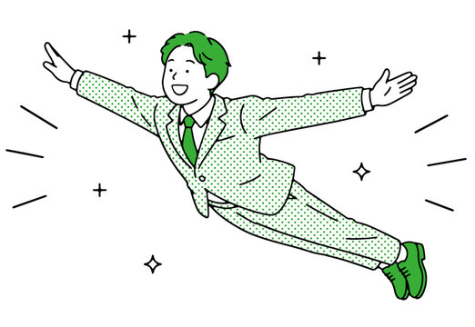 空を飛ビジネスマン