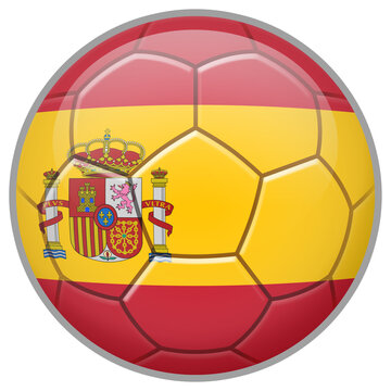 Spain Soccer Ball. Football Concept. National Team Flag. PNG illustration isolated on transparent background.	