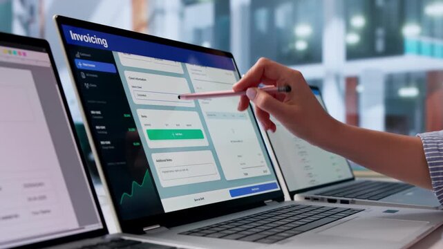 Professional Lady Working On A Business Invoice