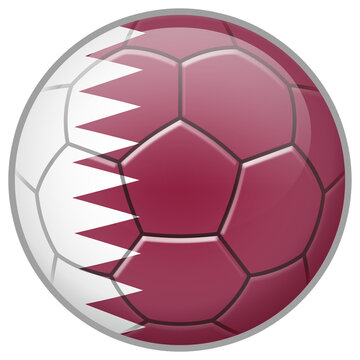 Qatar Soccer Ball. Football Concept. National Team Flag. PNG illustration isolated on transparent background.	