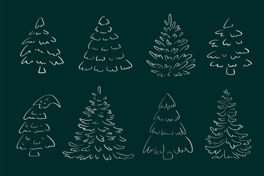 Hand-Drawn Christmas Tree Collection: Festive Art for Holiday Designs | Rustic Christmas Tree Illustrations: Elevating Seasonal Creativity | Holiday Tree Art: Unique Hand-Drawn Designs for Christmas D
