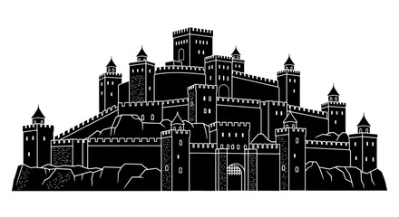 Obraz premium Medieval Castle Architecture Design Illustration.