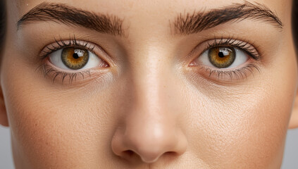 Fototapeta premium Close up portrait of hazel eyes and smooth skin with natural eyebrow detail