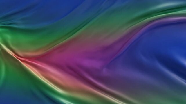 Abstract flowing fabric with vibrant gradient colors simulating movement and fluidity for creative visual elements
