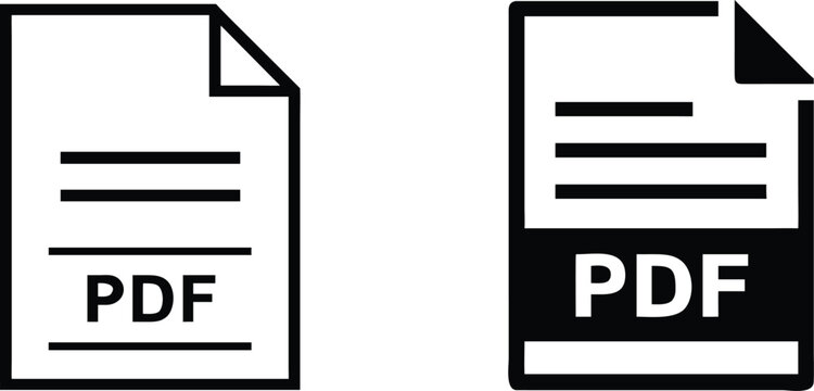 Set of two professional pdf document icons featuring modern design elements isolated on transparent background graphic.