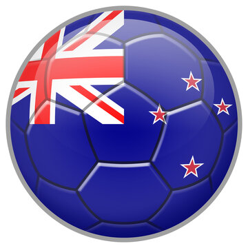 New Zealand Soccer Ball. Football Concept. National Team Flag. PNG illustration isolated on transparent background.	