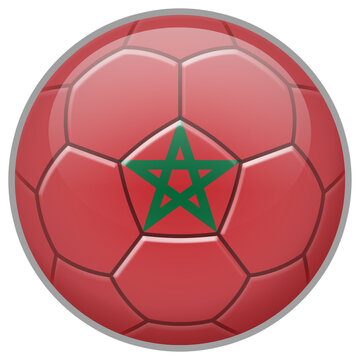Morocco Soccer Ball. Football Concept. National Team Flag. PNG illustration isolated on transparent background.	
