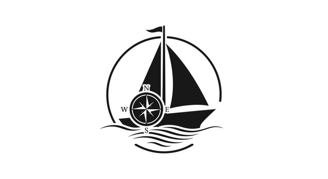Sailboat Navigation Compass Sea Icon.
