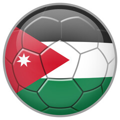 Fototapeta premium Jordan Soccer Ball. Football Concept. National Team Flag. PNG illustration isolated on transparent background. 