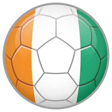 Ivory Coast Soccer Ball. Football Concept. National Team Flag. PNG illustration isolated on transparent background.	