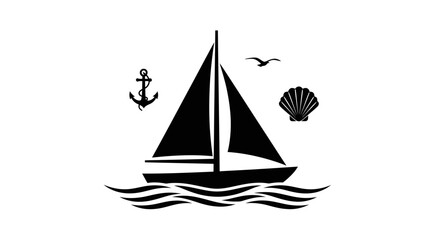 Fototapeta premium Sailing Boat on the Water Surface.