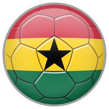 Ghana Soccer Ball. Football Concept. National Team Flag. PNG illustration isolated on transparent background.	