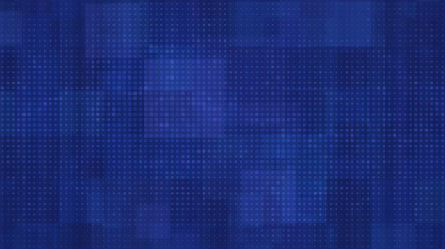 Vibrant blue abstract background animation with subtle pulsating halftone dots and layered geometric shapes, modern, high-tech visual for digital content and presentations