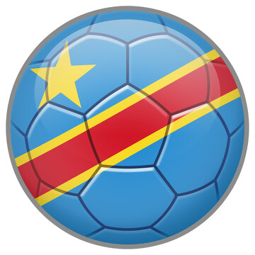 Congo Soccer Ball. Football Concept. National Team Flag. PNG illustration isolated on transparent background.	