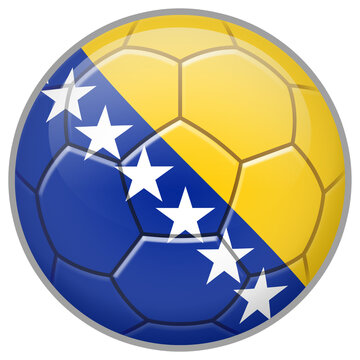Bosnia and Herzegovina Soccer Ball. Football Concept. National Team Flag. PNG illustration isolated on transparent background.	