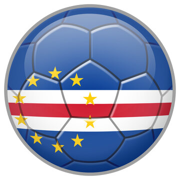Cape Verde Soccer Ball. Football Concept. National Team Flag. PNG illustration isolated on transparent background.	