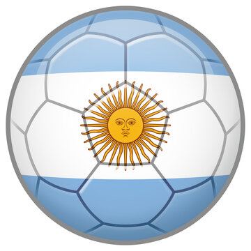 Argentina Soccer Ball. Football Concept. National Team Flag. PNG illustration isolated on transparent background.	