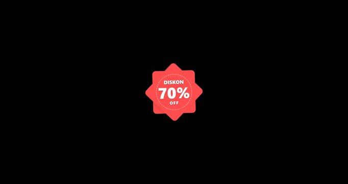 Big sale 70 percent off animated promotion badge for commercial advertisement