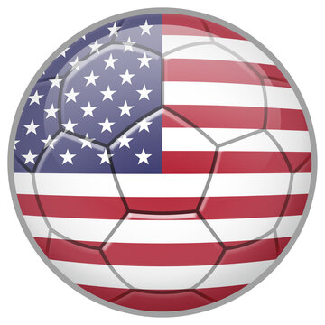 USA  Soccer Ball. Football Concept. National Team Flag. PNG illustration isolated on transparent background.	