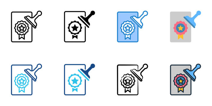 Brand license icons set multiple style collection. Editable stroke 
