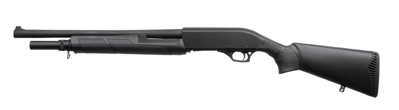 Modern Tactical Shotgun On White Background