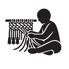 Person Doing Weaving Macrame Craft Hobby Vector Illustration © NexBrand