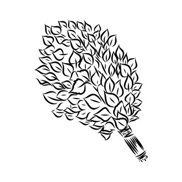 Sauna whisk for steaming &mdash; vector sketch