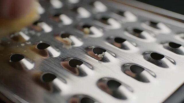 Closeup Macro Shot of a Metal Cheese Grater Surface 1.