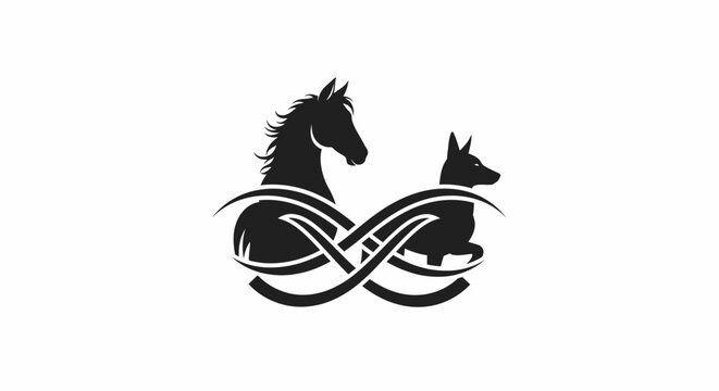 Black horse dog rocking horse silhouette.