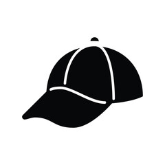 Fototapeta premium Black baseball cap, simple hat icon, vector headwear, fashion accessory