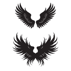 Fototapeta premium Black tribal eagle tattoo vector design featuring a flying bird silhouette with majestic wings and feathers as a symbol of freedom