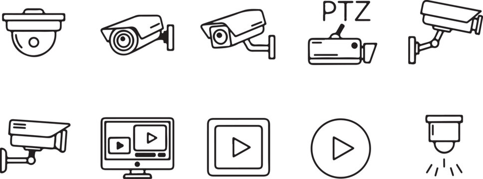 Security camera icon symbol template for graphic and web design collection logo vector illustration