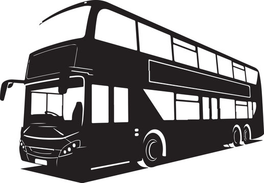 Double decker bus, black silhouette, city transport, vector illustration