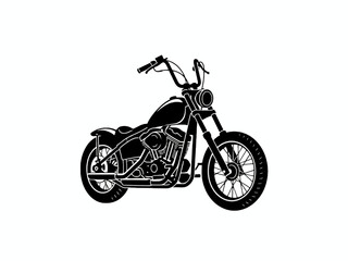 Obraz premium Custom Chopper Motorcycle Silhouette Isolated on White Background