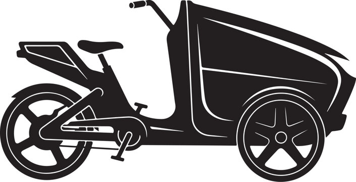 Black tricycle, cargo bike, delivery vehicle, transportation icon