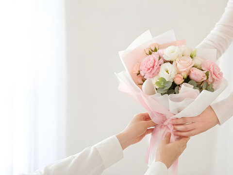 A bouquet of flowers is always a happy gift.