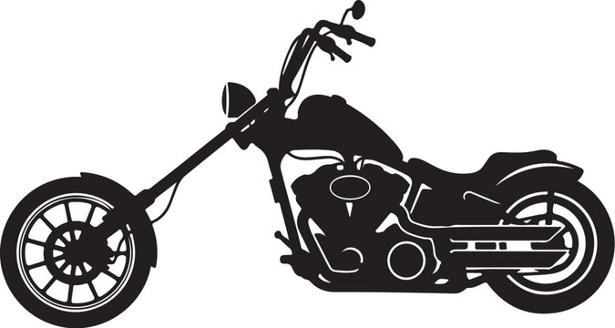 Black motorcycle vector, bike silhouette, motorcycle icon, chopper illustration