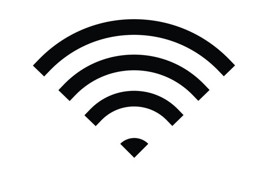 Black Wi Fi signal with truncated lines on white wifi wireless