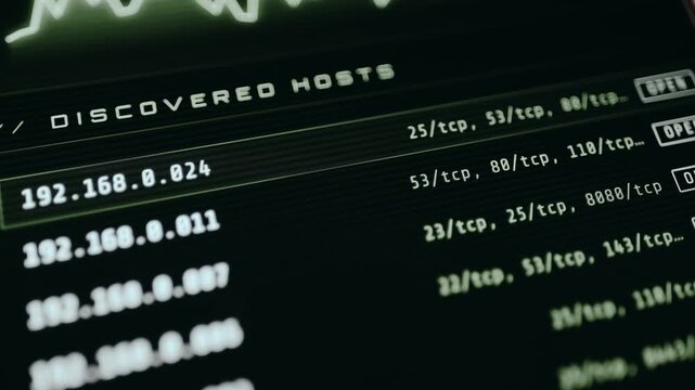 Live discovered hosts and their open ports from IP scanner terminal