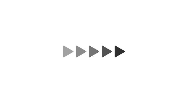 Blinking arrow on white background. Right side indicating rode sign arrow looping illustration background.