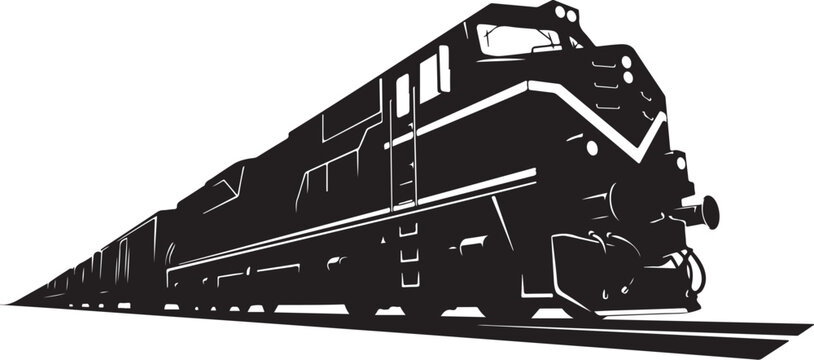 Vintage train, locomotive icon, black and white vector, railroad transportation