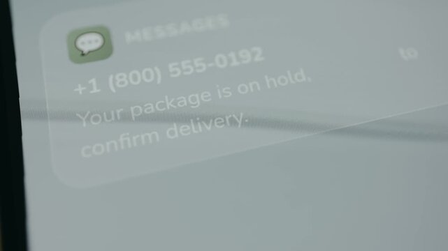 Message Your package is on hold, click here to confirm delivery, malicious link, SMS phishing
