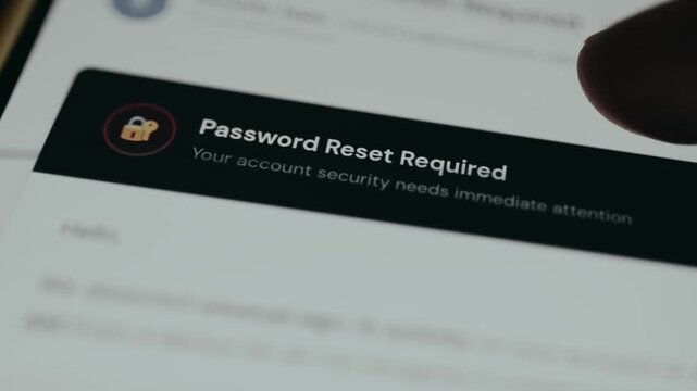 Inbox message about a required password reset, Phishing attempt